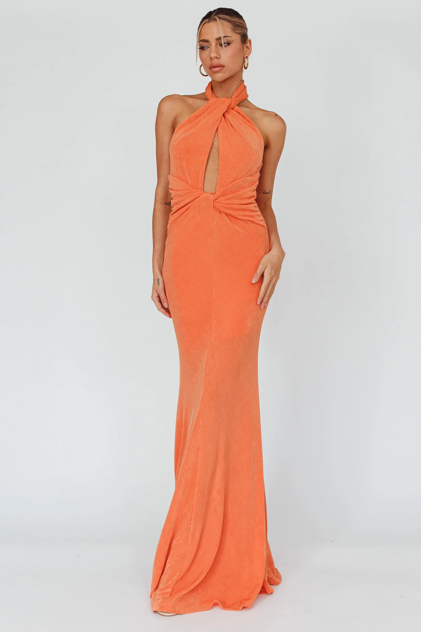 Ileana Twist Bodice Maxi Dress Orange - Image 5