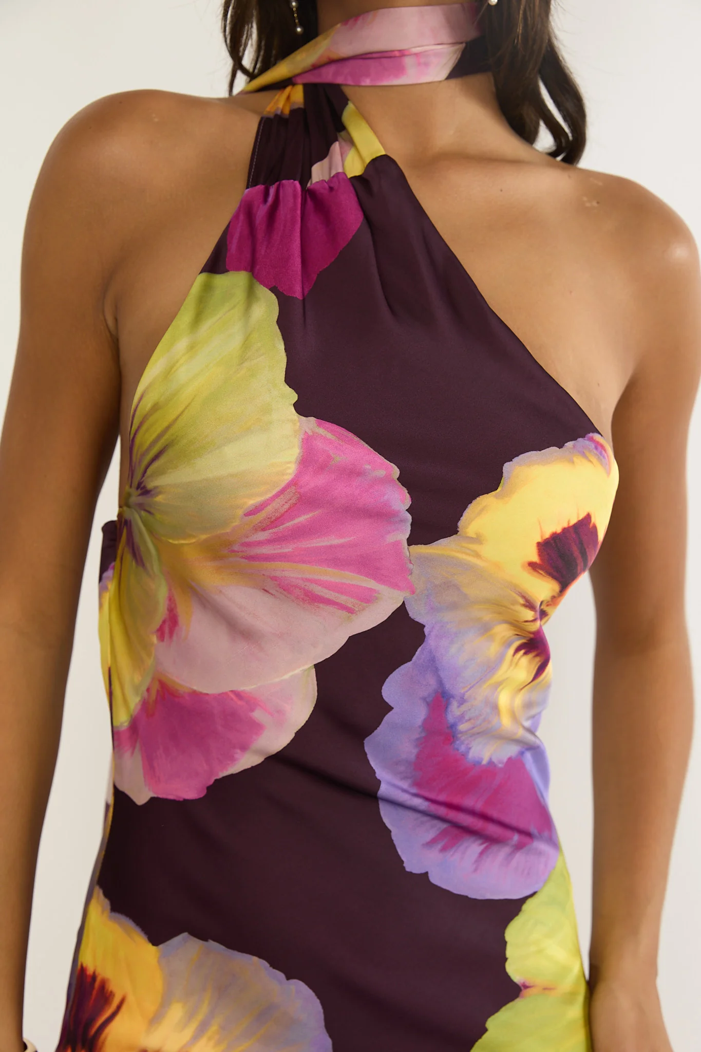 Ilyse Open Cowl Back Maxi Dress Pansies Plum - Image 4