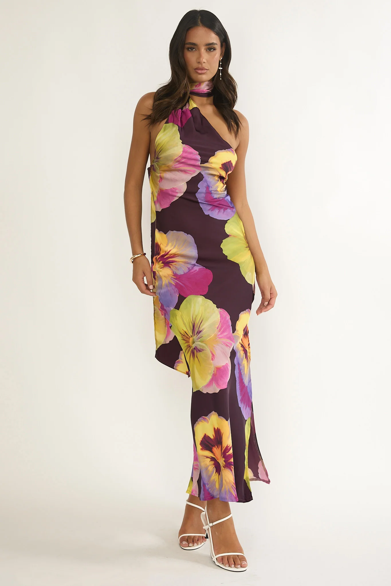 Ilyse Open Cowl Back Maxi Dress Pansies Plum - Image 6