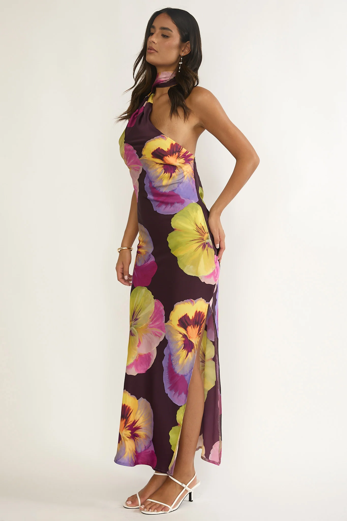 Ilyse Open Cowl Back Maxi Dress Pansies Plum - Image 7
