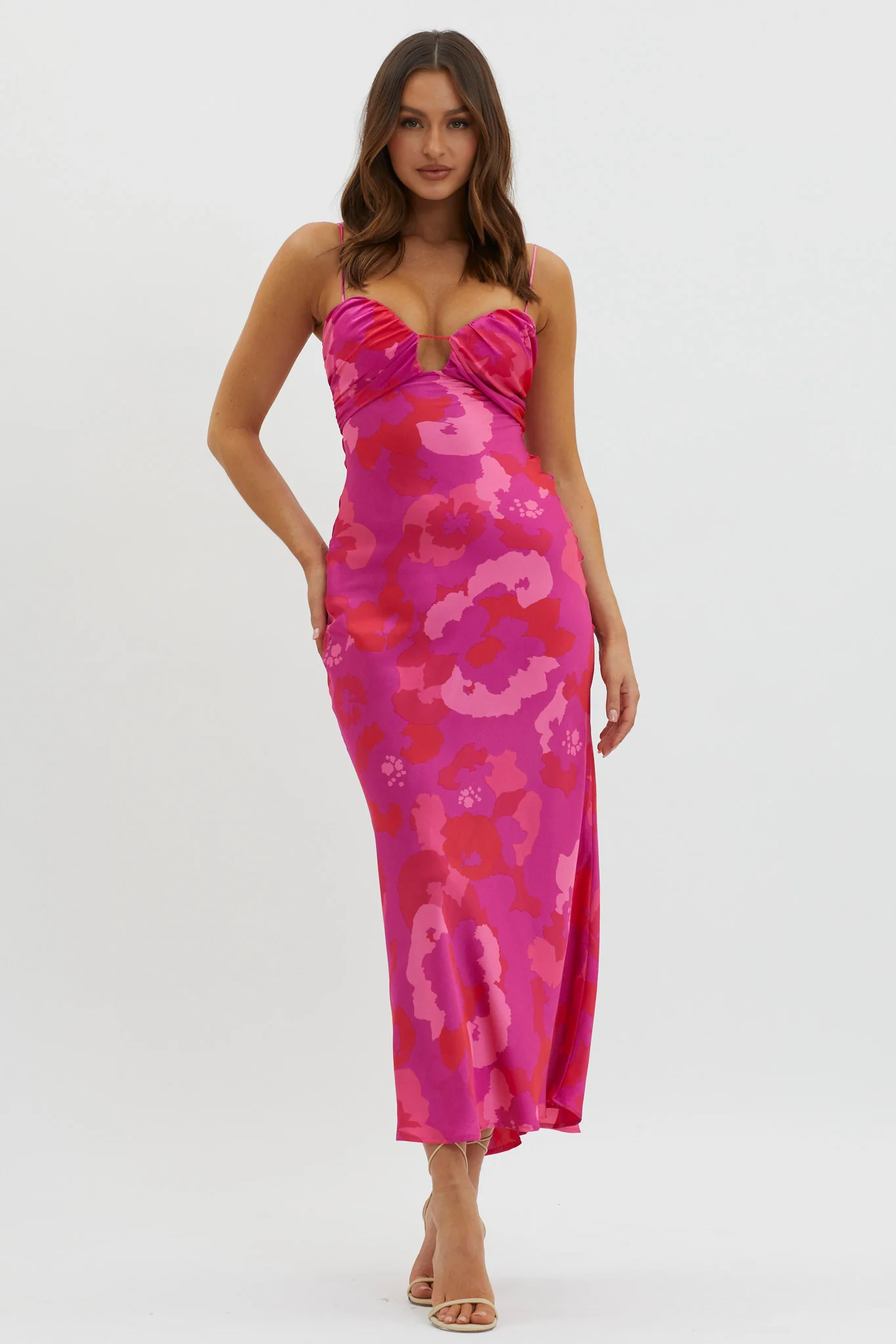 In A Daze Gathered Bust Midi Dress Pink - Image 4