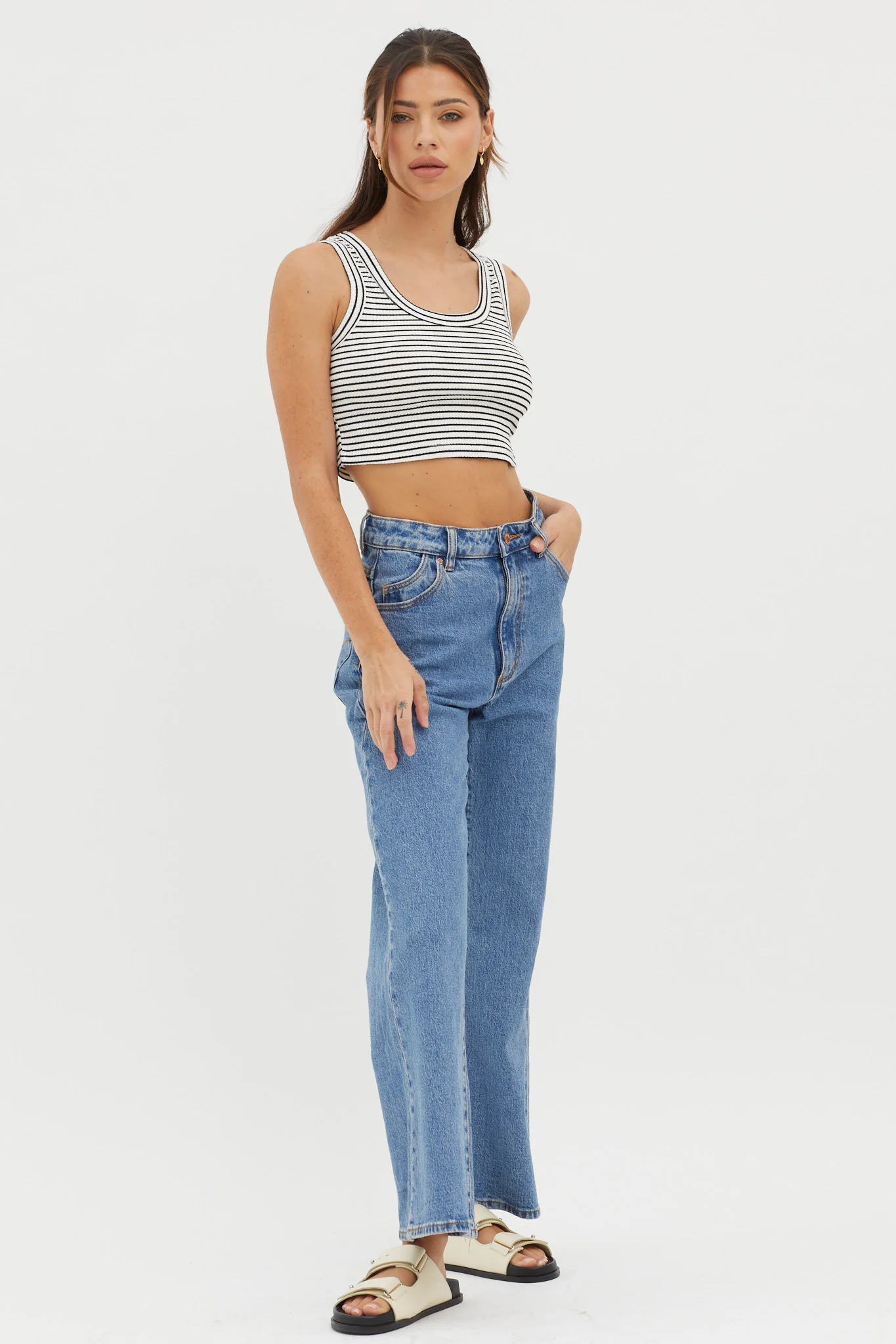 In Sync Scoop Neck Crop Top White Base - Image 3