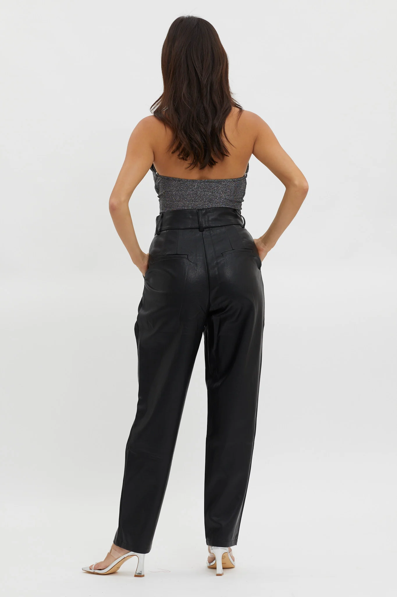 In Theory Faux Leather Pants Black - Image 2