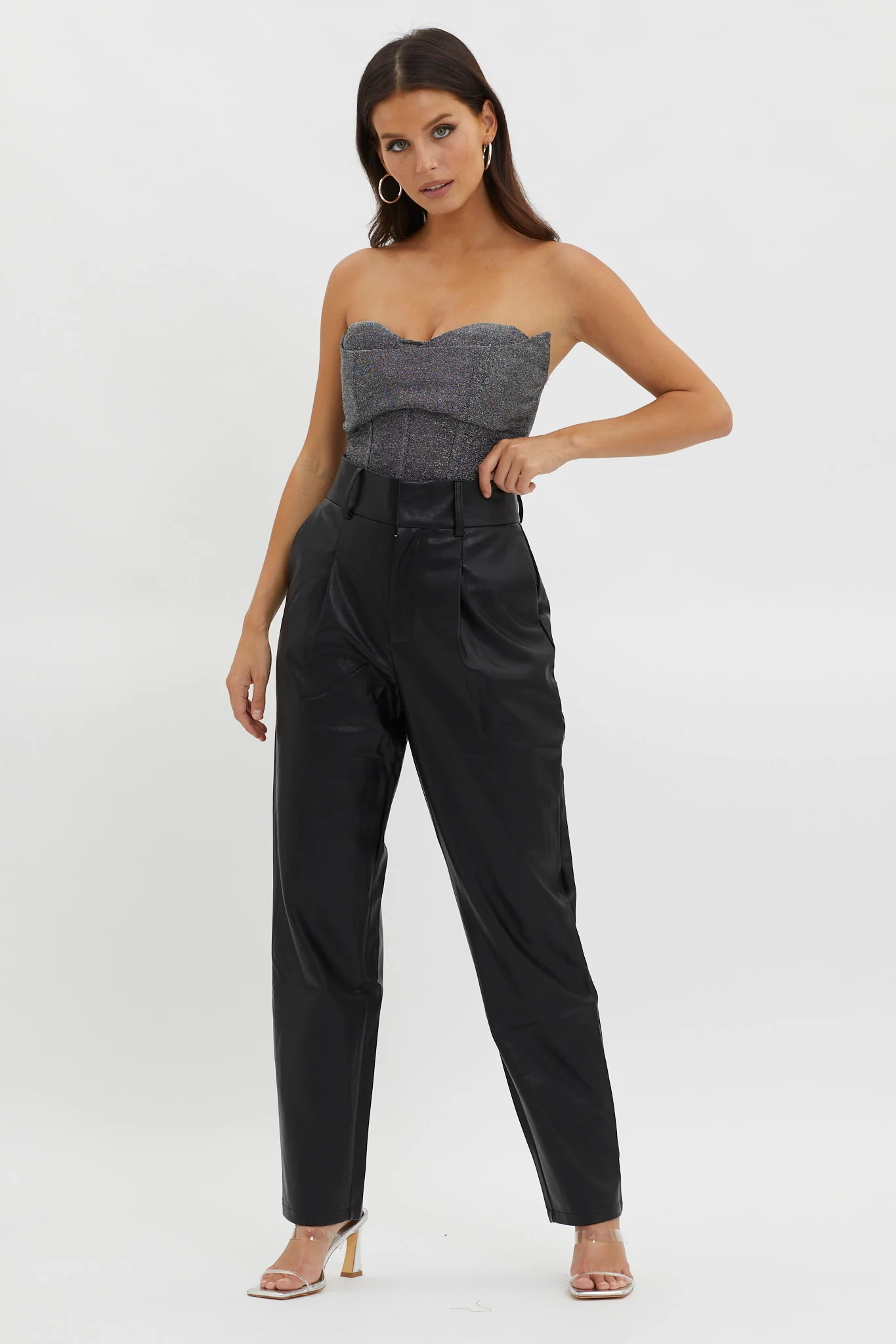 In Theory Faux Leather Pants Black - Image 5