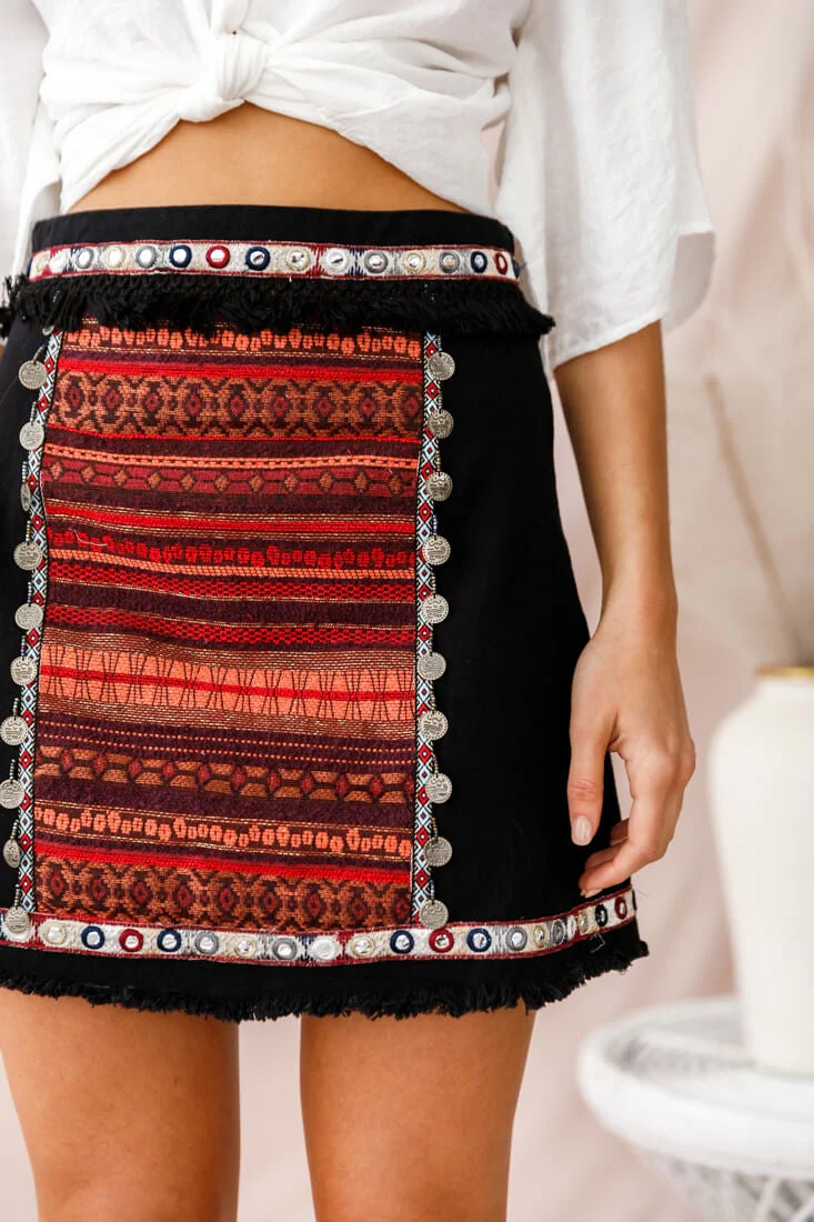 Inca Embellished Skirt Black - Image 4