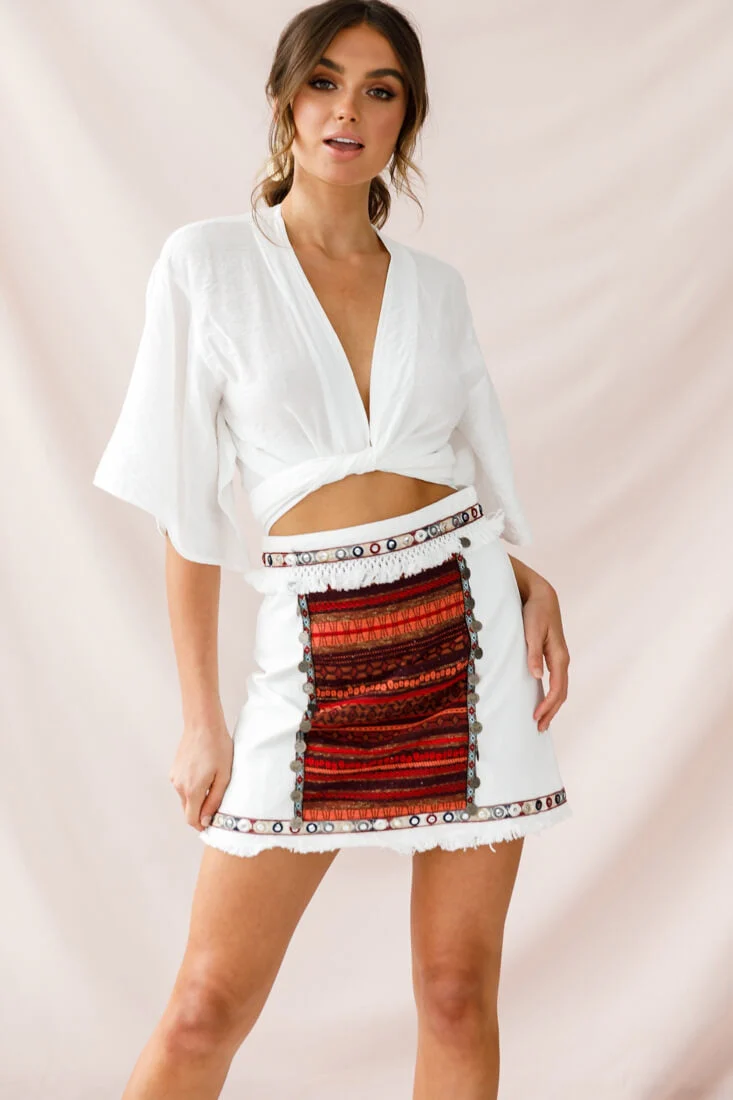 Inca Embellished Skirt White - Image 2