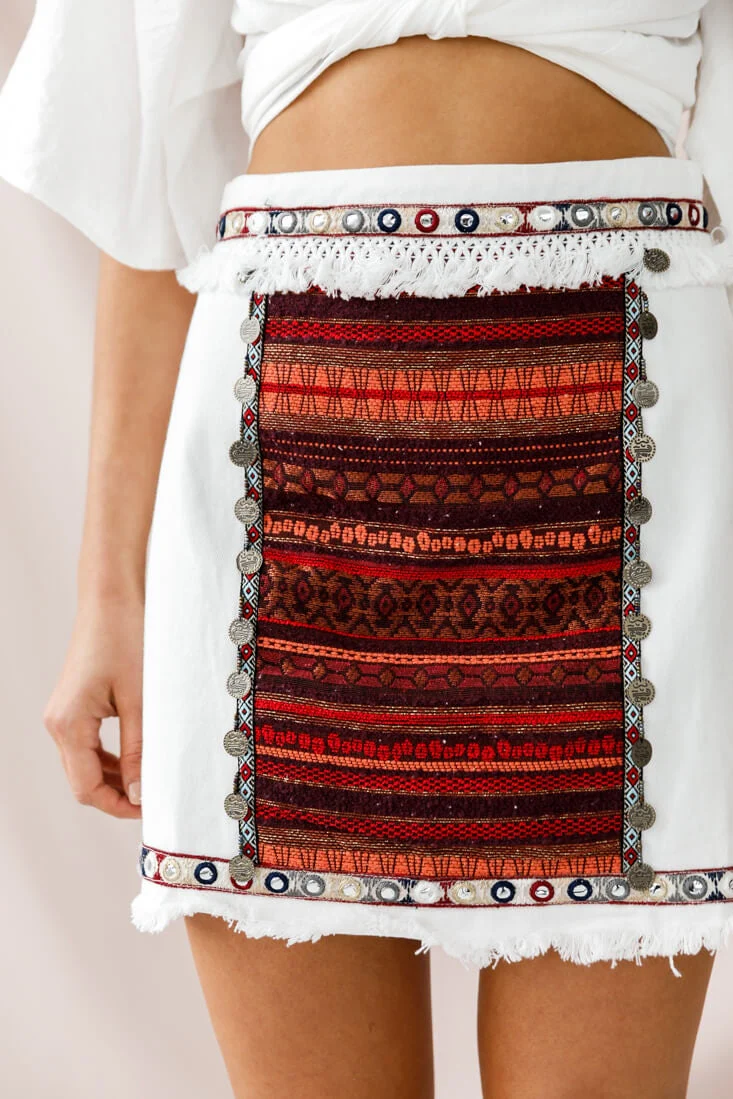 Inca Embellished Skirt White - Image 4