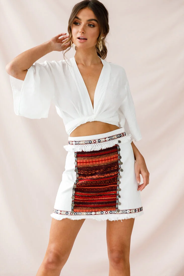 Inca Embellished Skirt White - Image 5