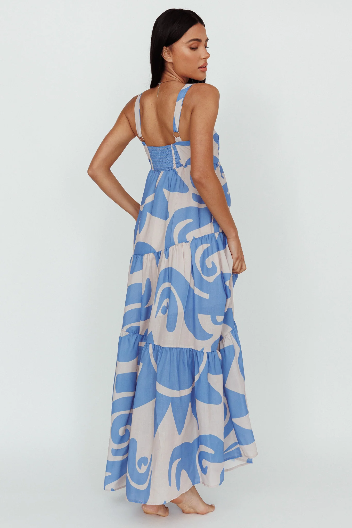 Indianna Square Neckline Maxi Dress Printed Lilac/Sand - Image 2