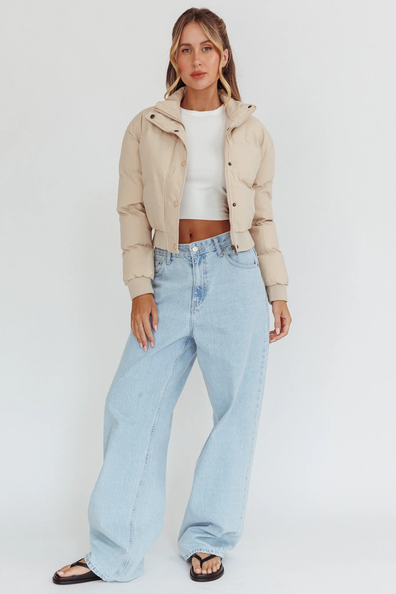 Infatuation Cropped Puffer Jacket White - Image 3