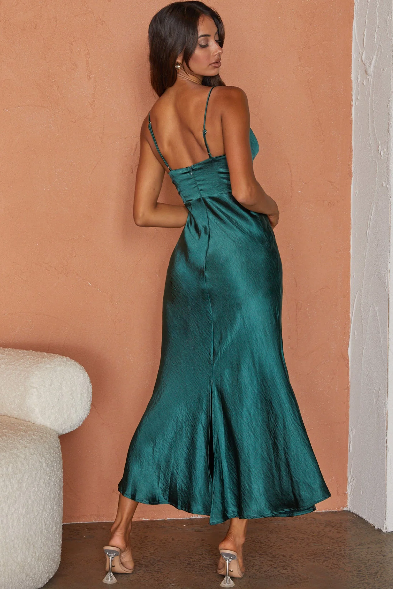 Infinity Pintuck Bust Maxi Dress Forest Green - Image 2