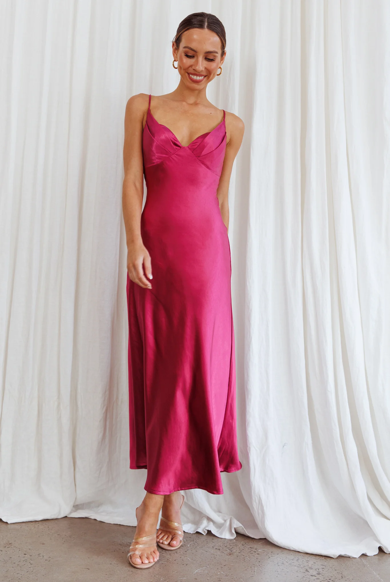 Infinity Pintuck Bust Midi Dress Fuchsia - Image 5