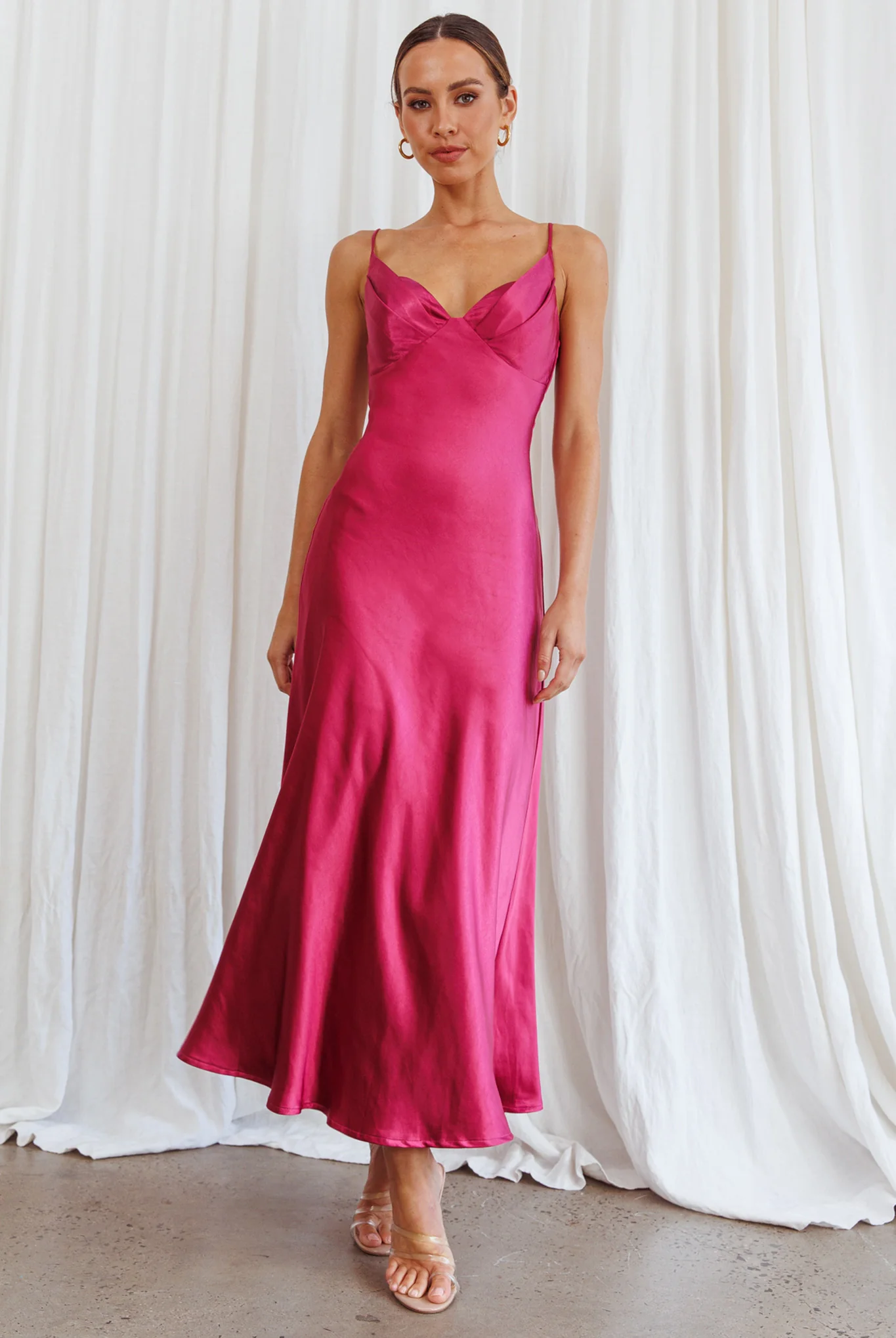 Infinity Pintuck Bust Midi Dress Fuchsia - Image 6