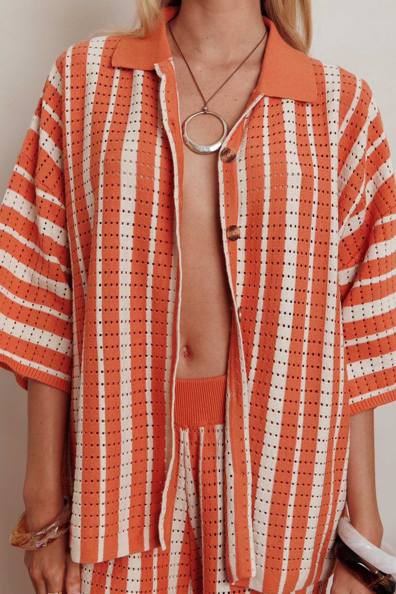 Influence Knit Relaxed Shirt Orange - Image 5