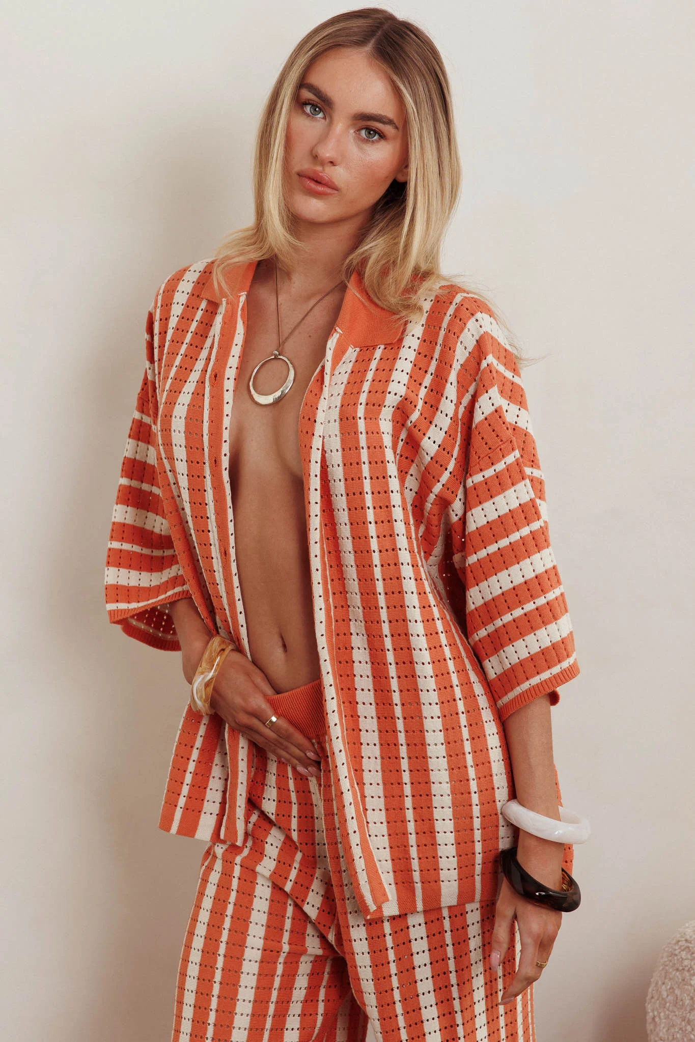 Influence Knit Relaxed Shirt Orange - Image 6