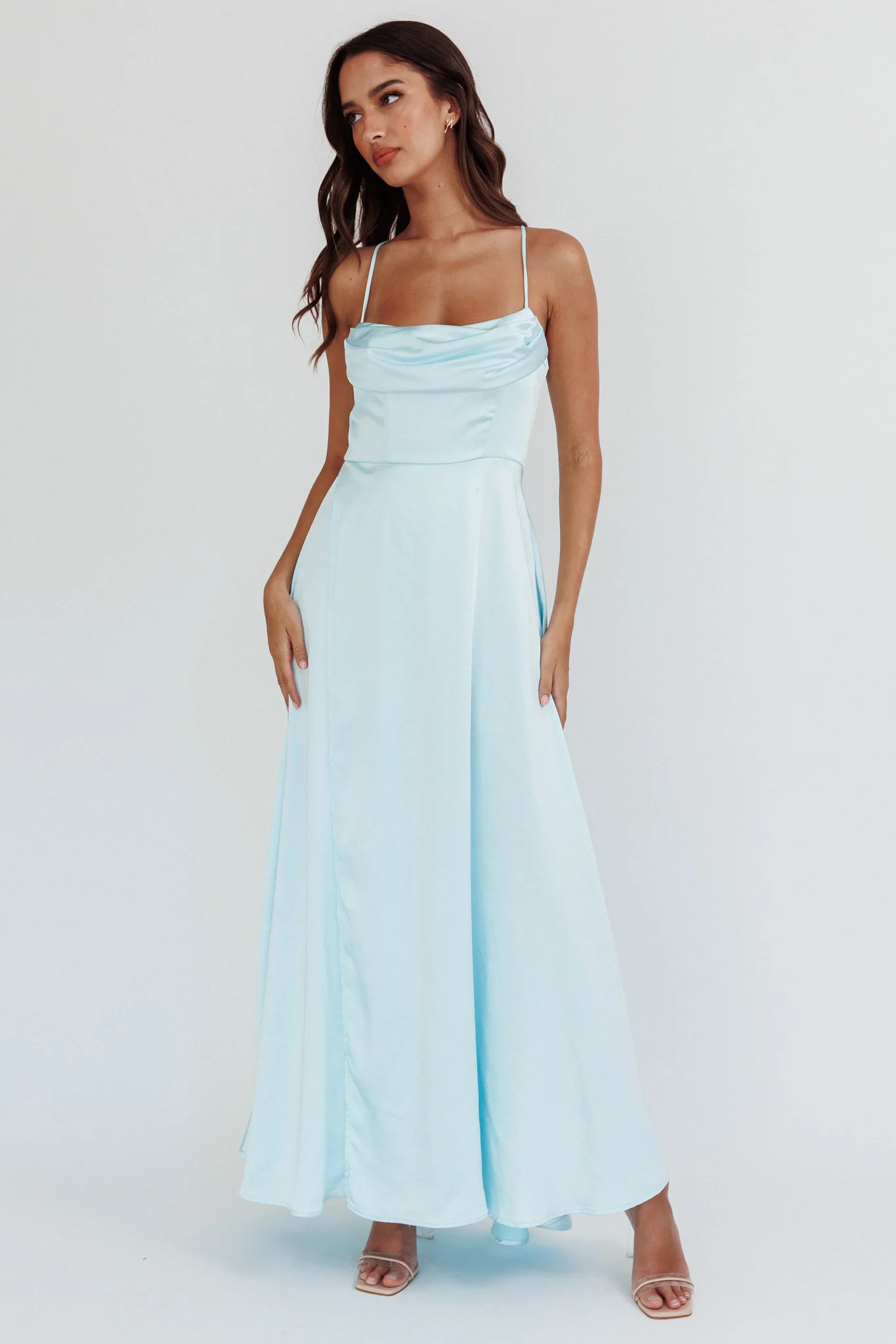 Inner Light Gathered Bust Split Maxi Dress Mint - Image 5