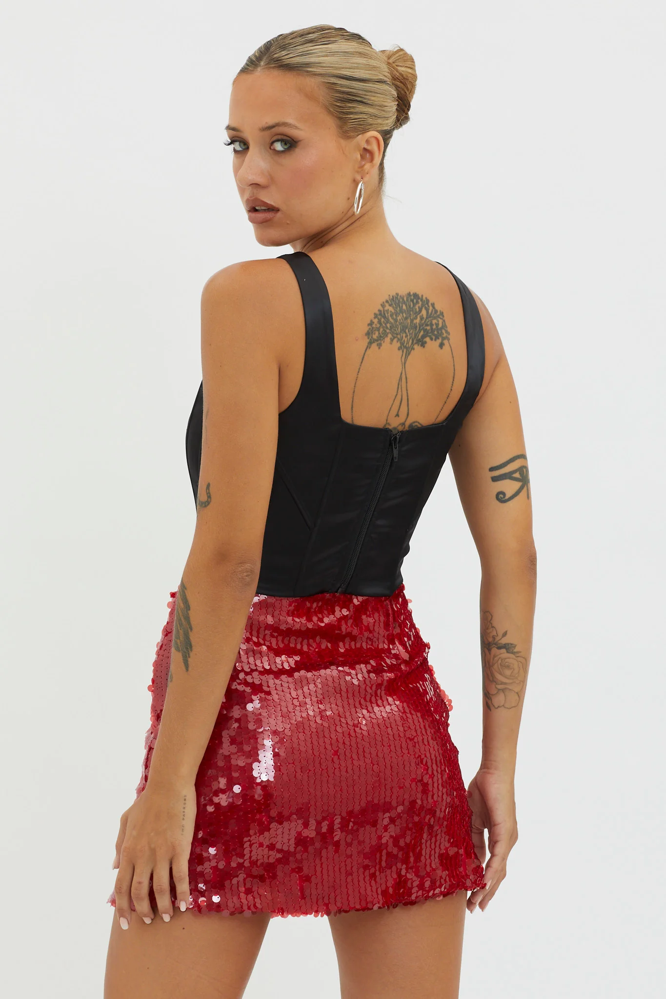 Intentions Sequin Mini Skirt Red - Image 2