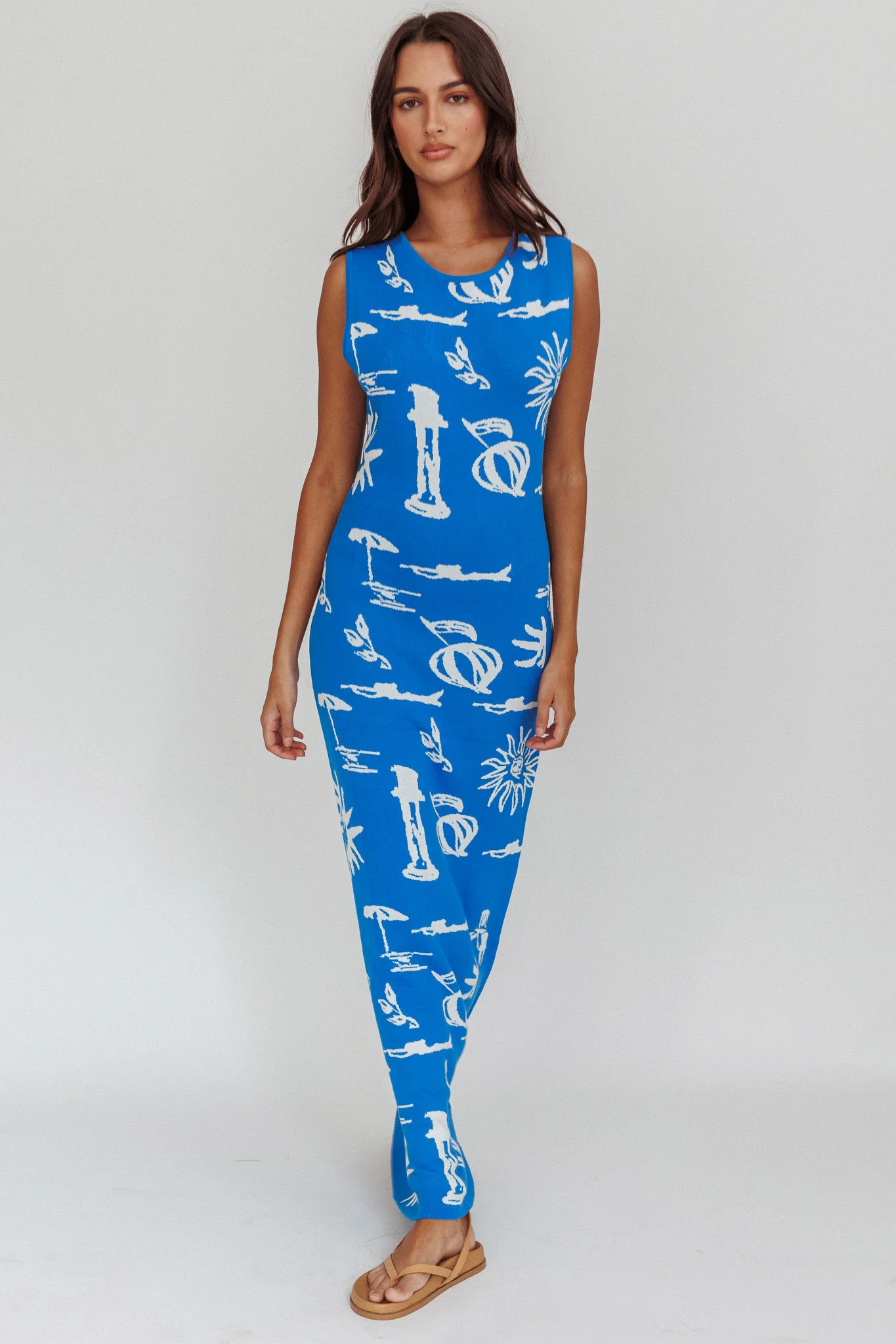 Irene Column Silhouette Maxi Dress Blue - Image 3