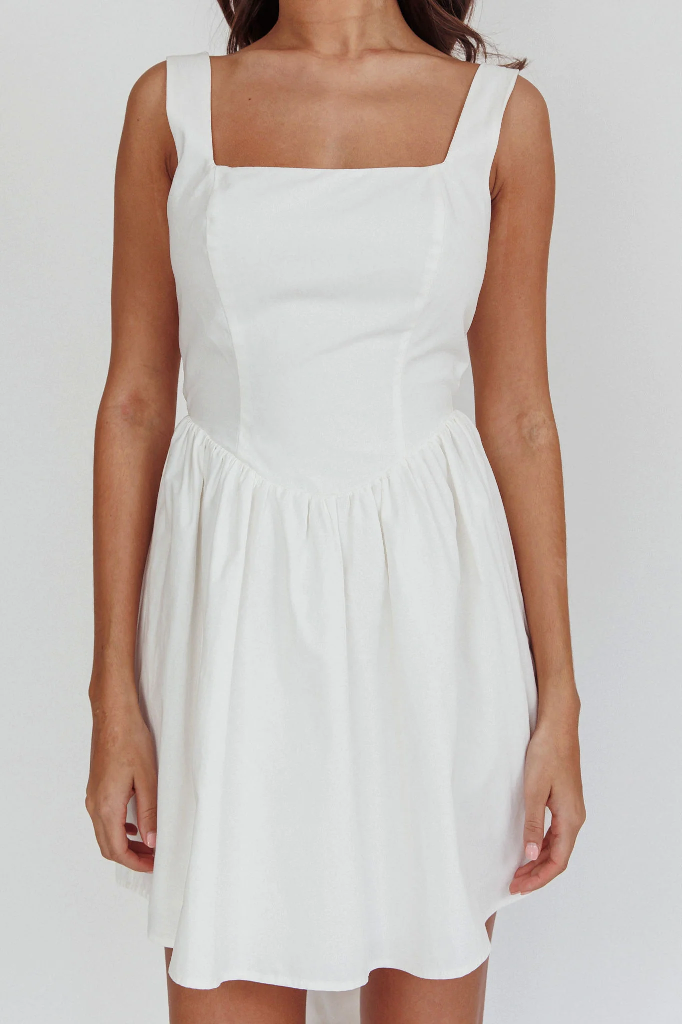 Irenic Bow Flare Mini Dress White - Image 5