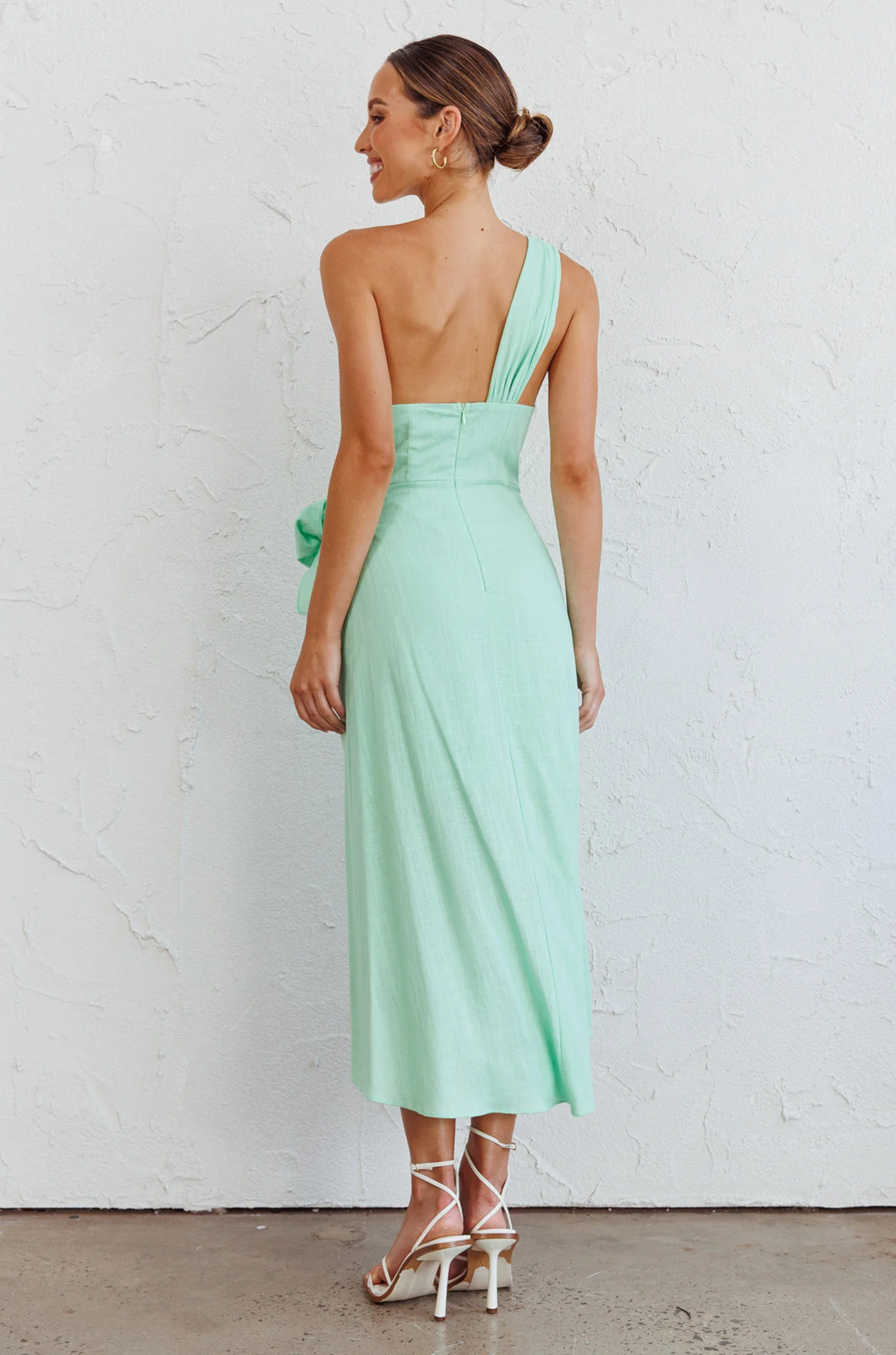 Island Time One-Shoulder Midi Dress Mint - Image 2