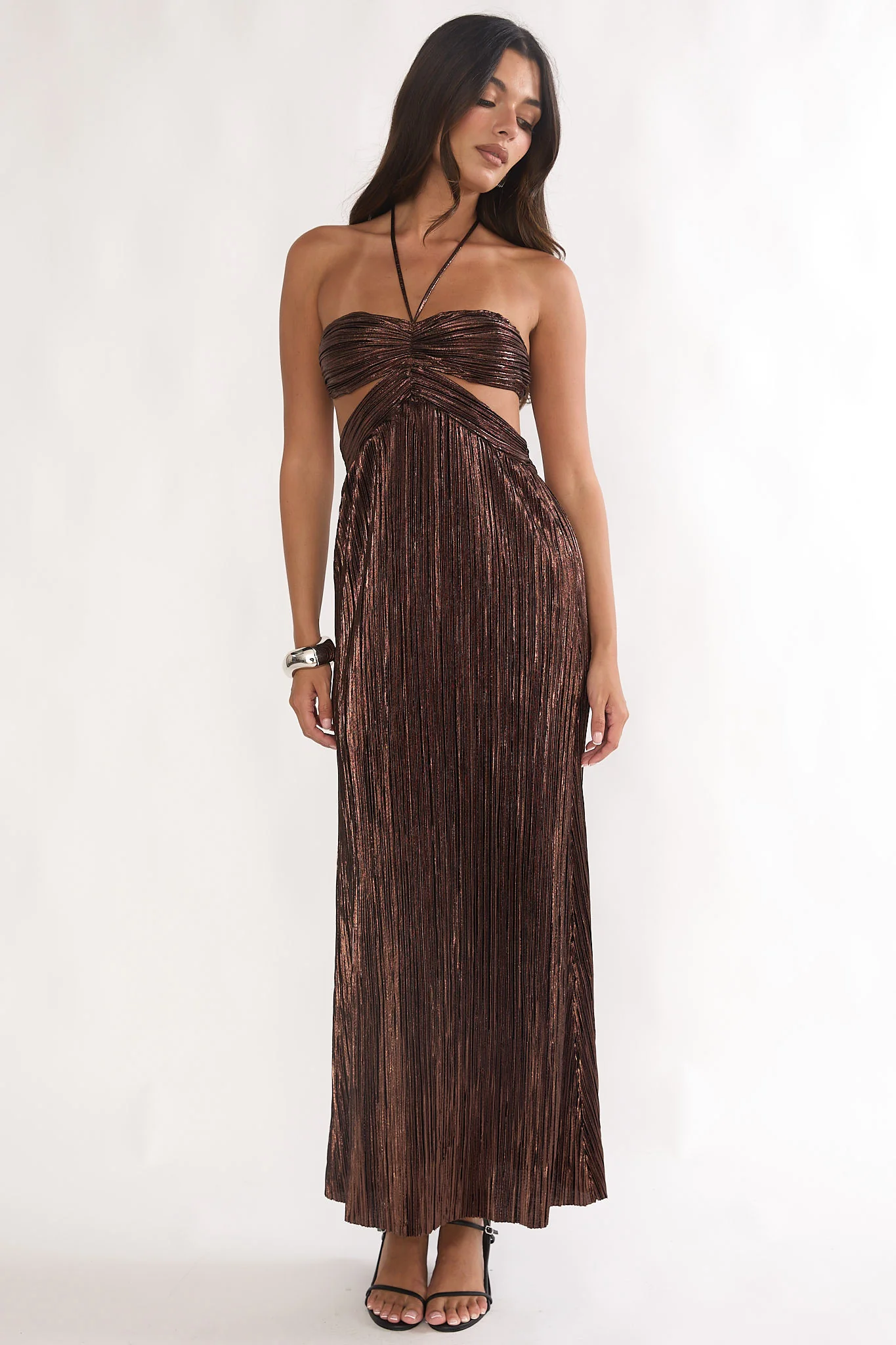 Isle Cut-Out Halterneck Maxi Dress Gold - Image 4