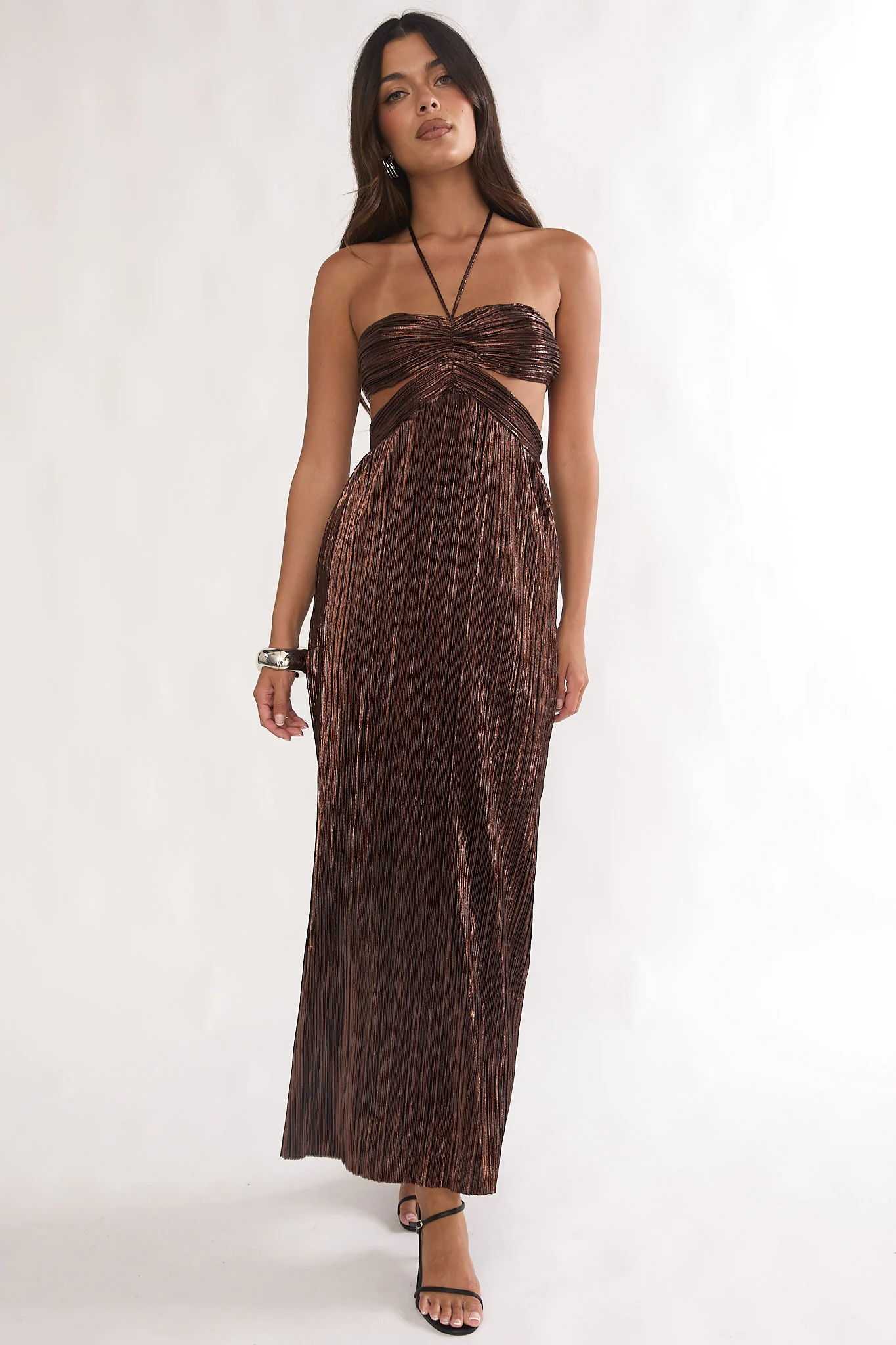 Isle Cut-Out Halterneck Maxi Dress Gold - Image 5