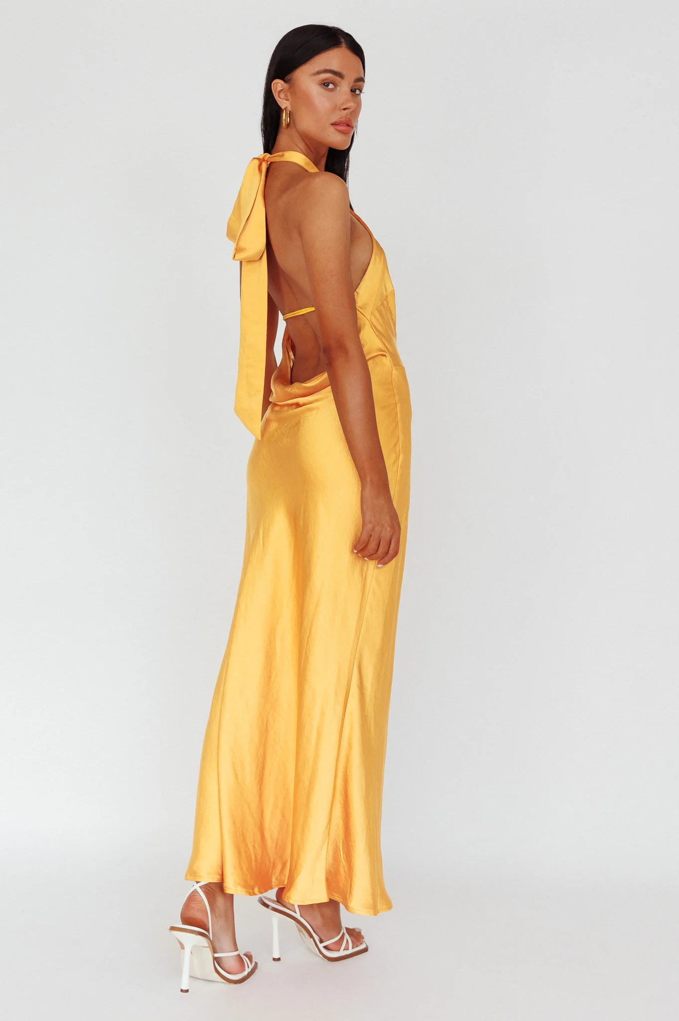 Italia Azure Crossover Halterneck Maxi Dress Sun - Image 5