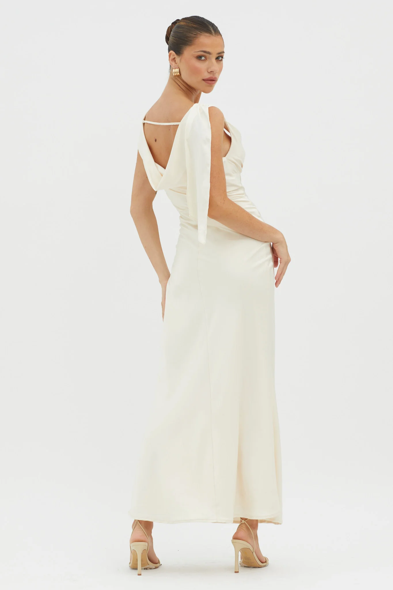 It's A Date Cowl Neck Maxi Dress Pearl - Image 2