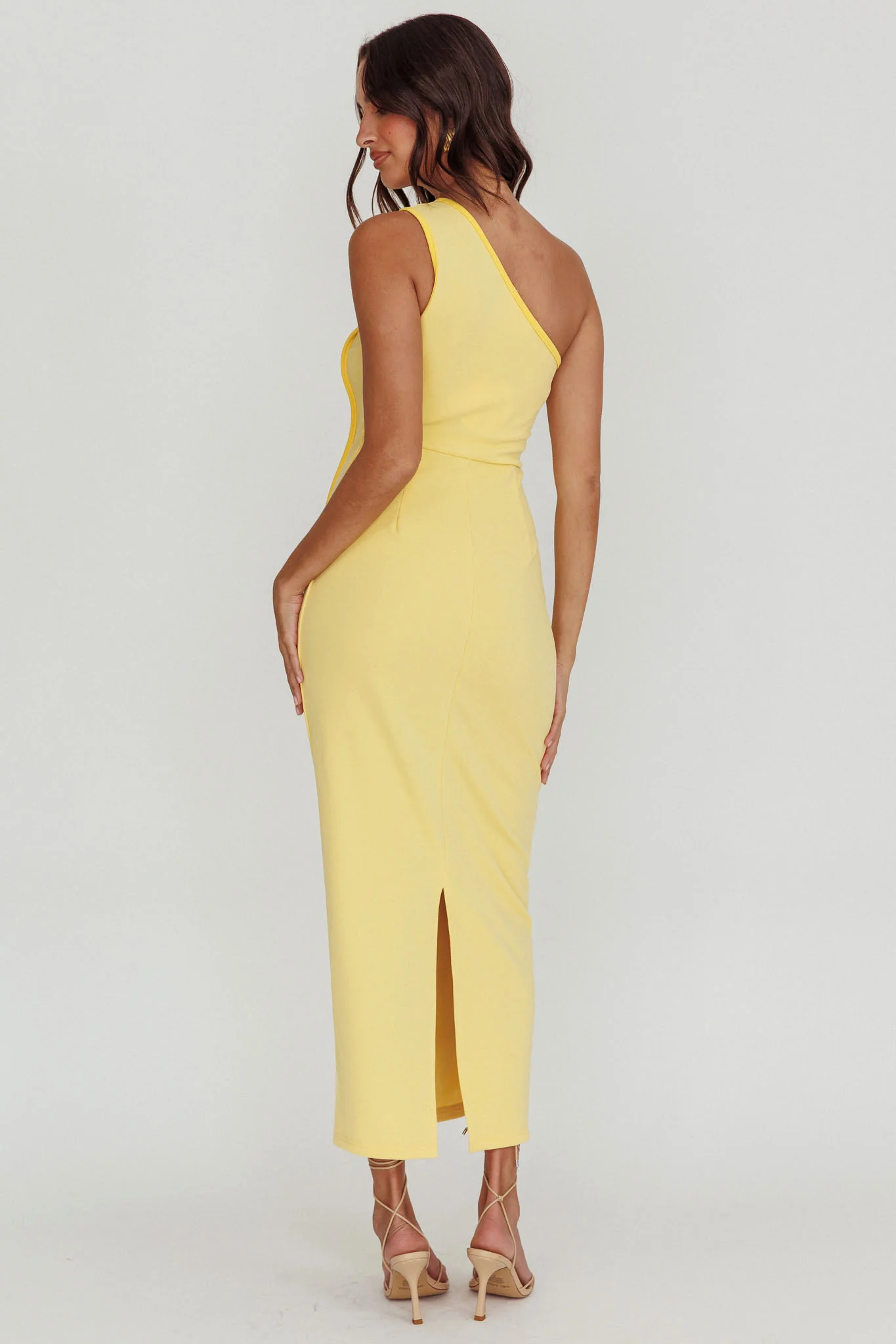 Ivanka One Shoulder Piping Dress Yellow - Image 2