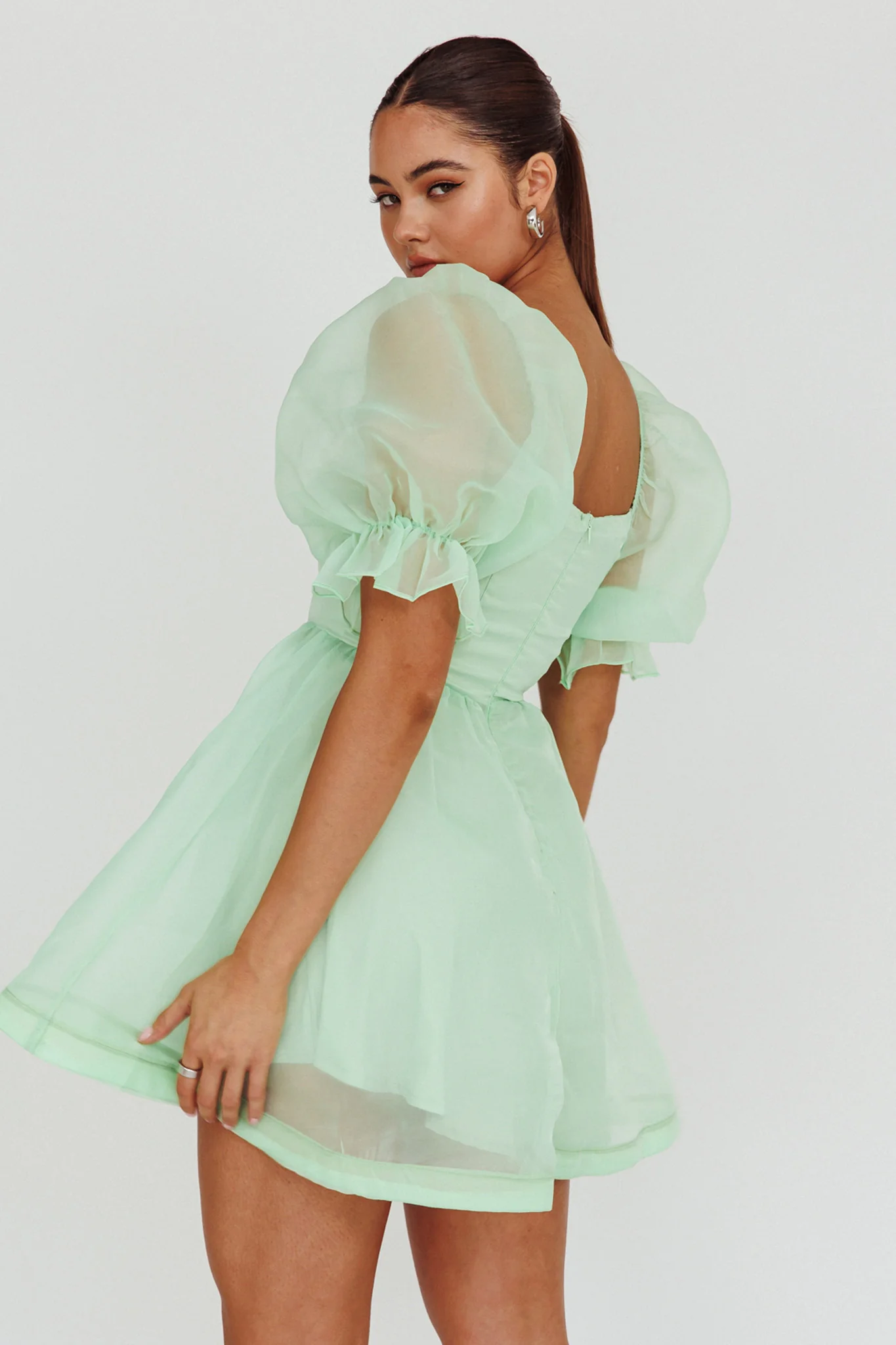 I've Got Sunshine Puff Sleeve Mini Dress Mint - Image 2