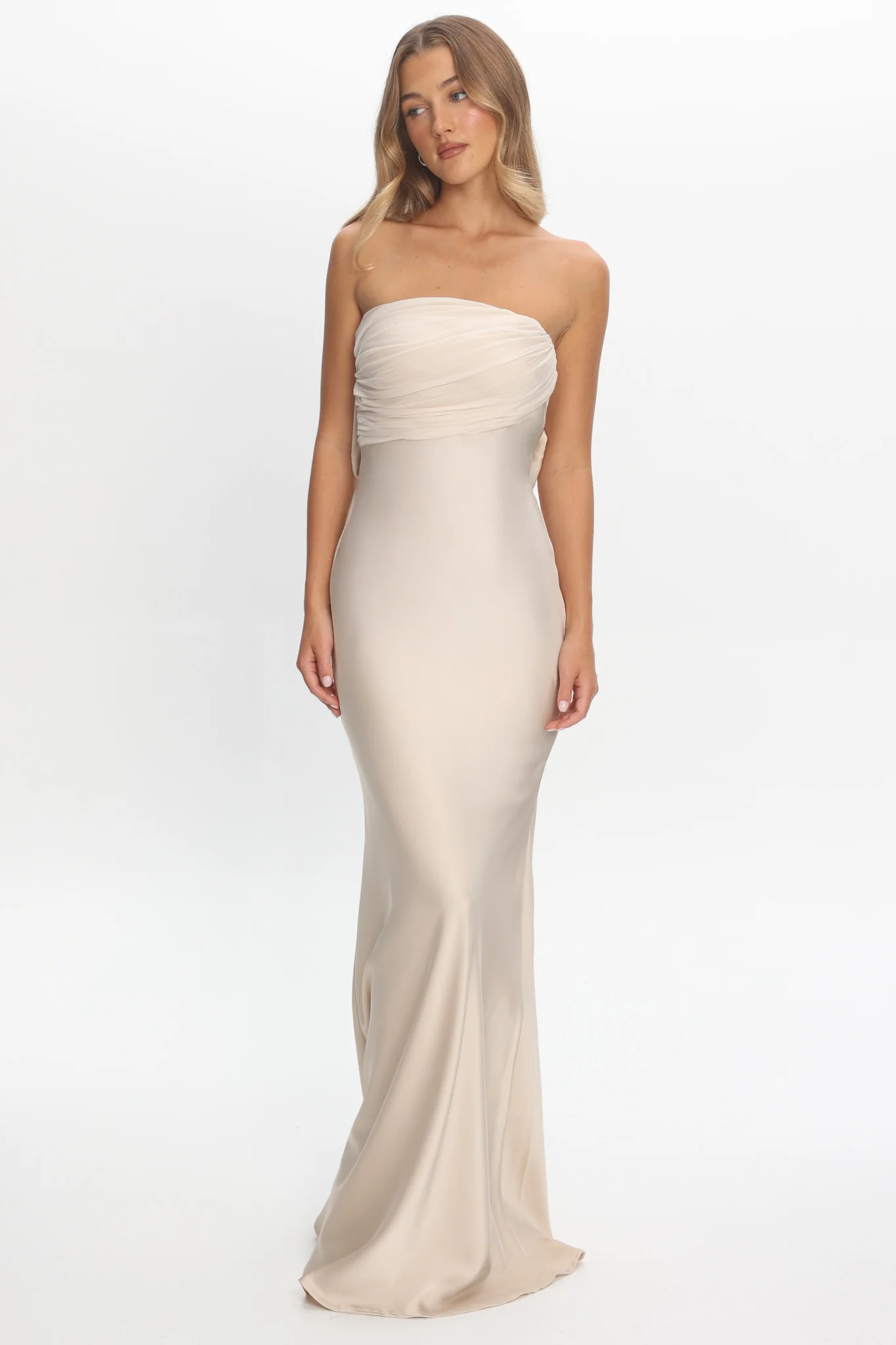 Iyeciz Strapless Maxi Dress Champagne - Image 5