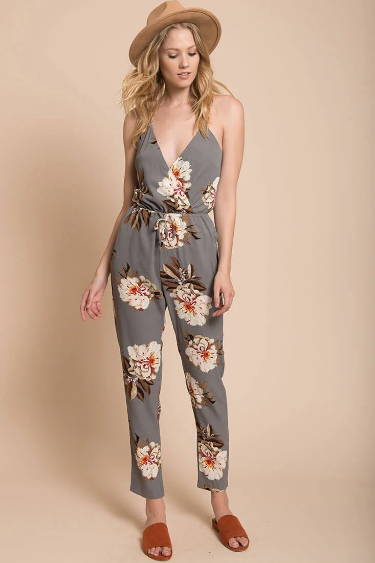 Izabella Grey Floral Jumpsuit - Image 2