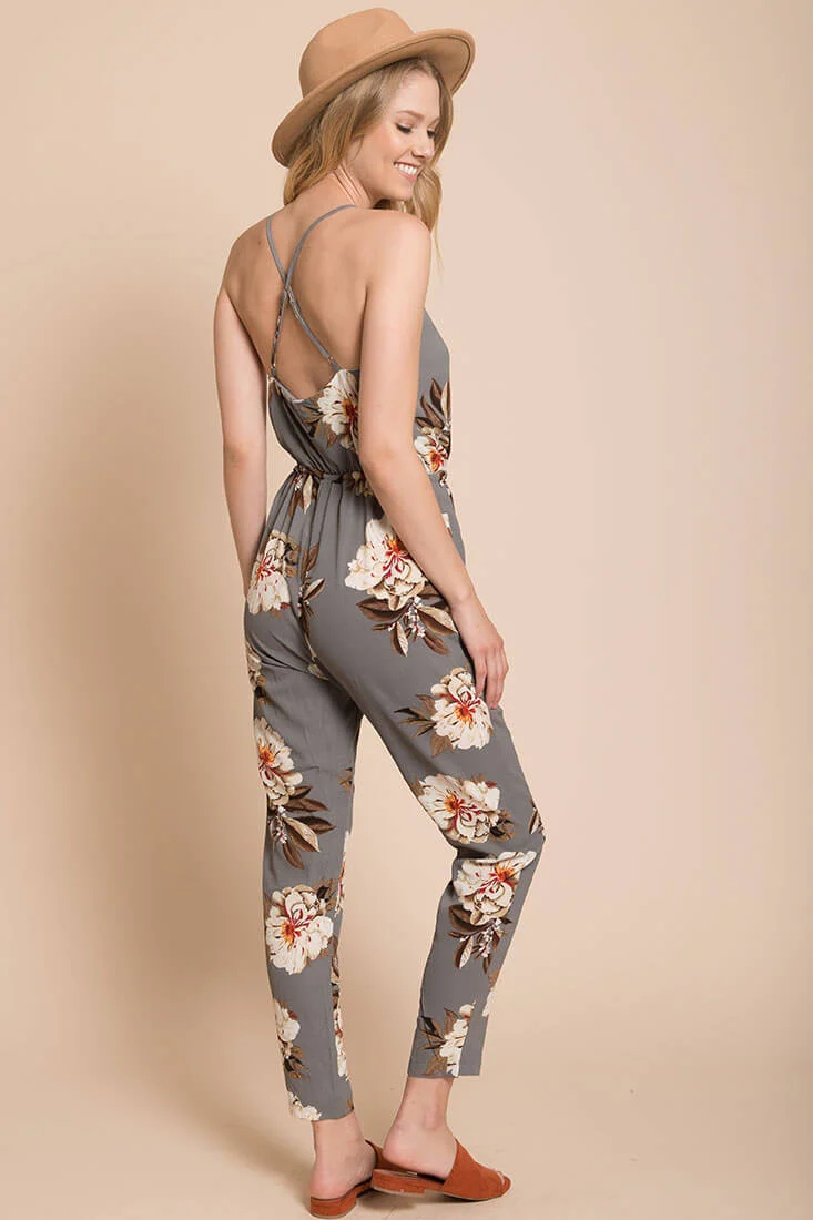 Izabella Grey Floral Jumpsuit - Image 4