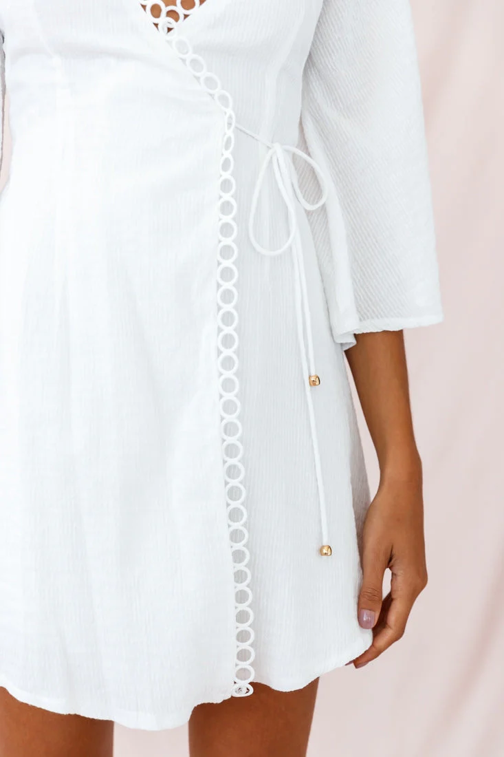 Jadee Bell Sleeve Wrap Dress White - Image 4