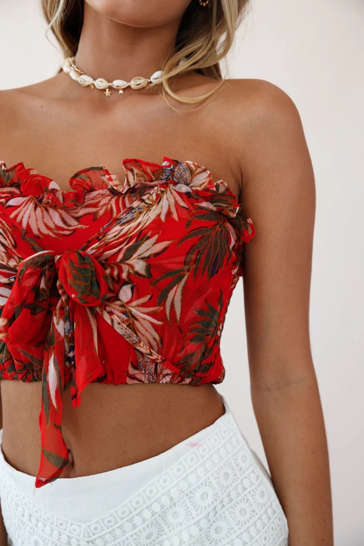 Jamaican Me Crazy Ruffle Bustier Red - Image 4