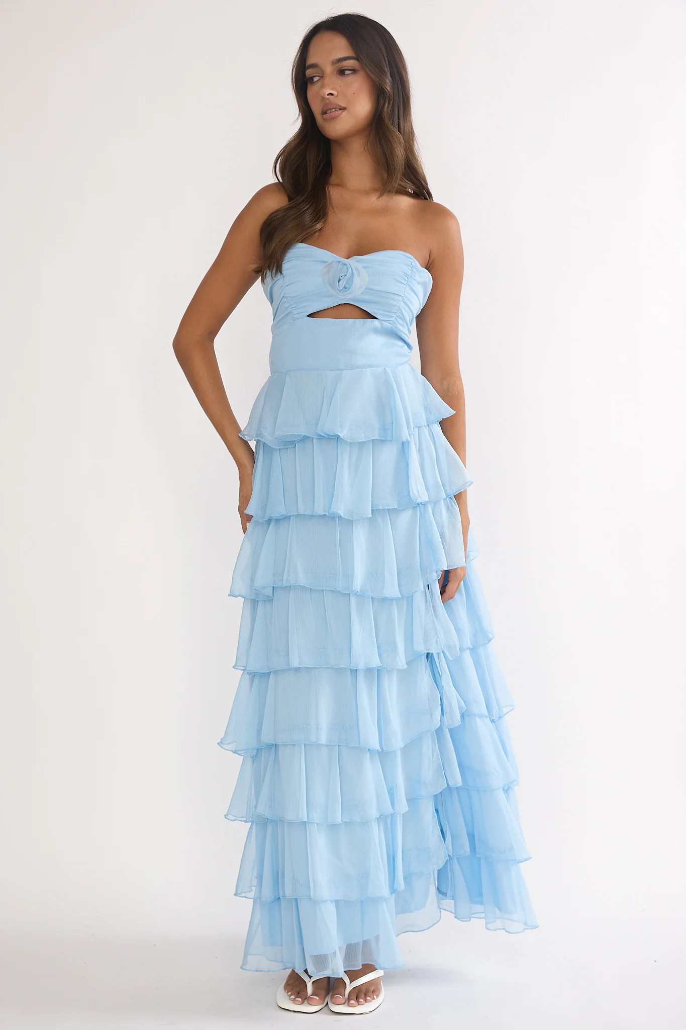 Janelia Layered Frill Maxi Dress Blue - Image 2