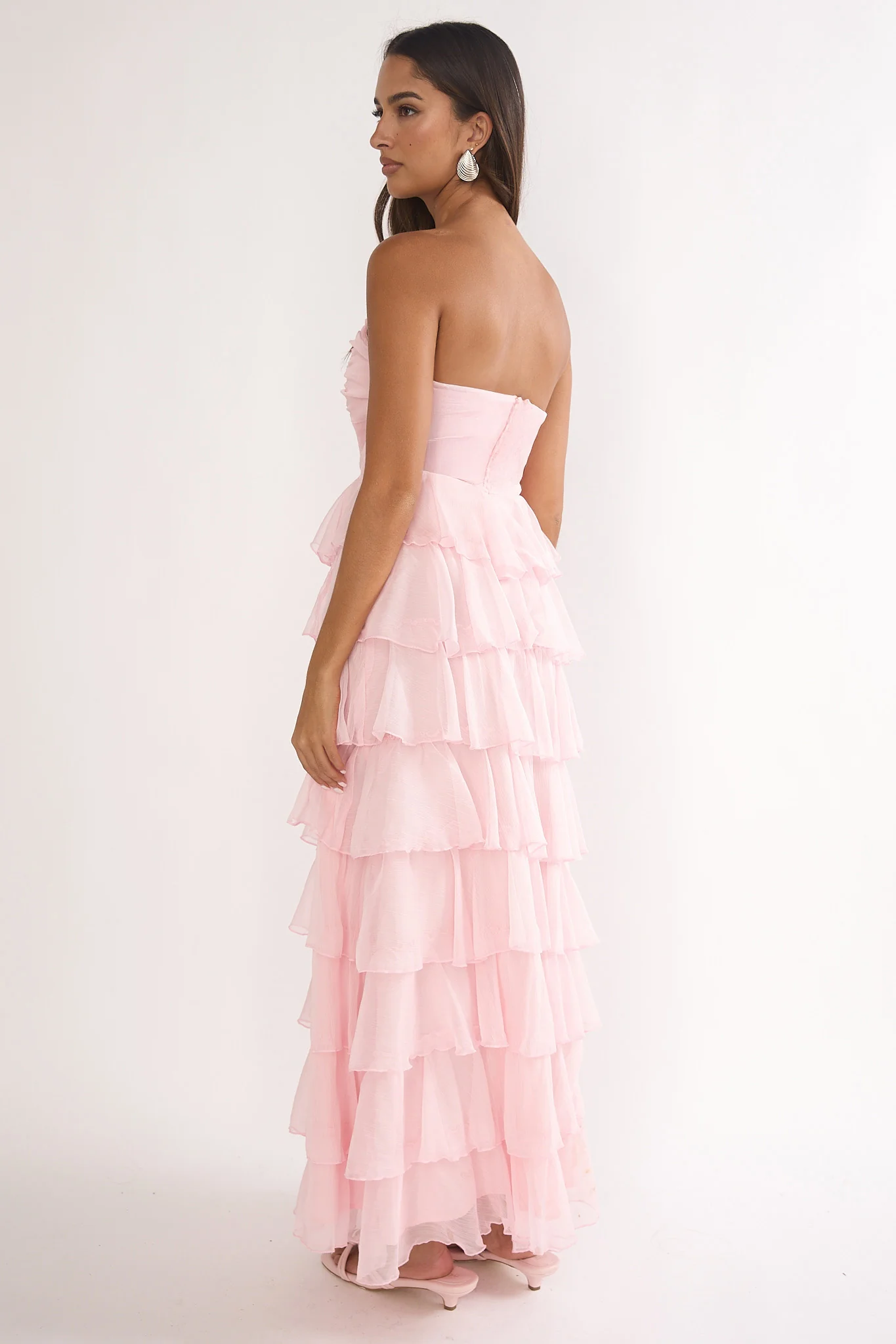 Janelia Layered Frill Maxi Dress Pink - Image 2