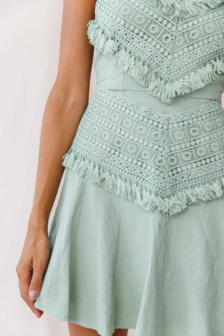 Janey Applique A-Line Dress Pistachio - Image 14