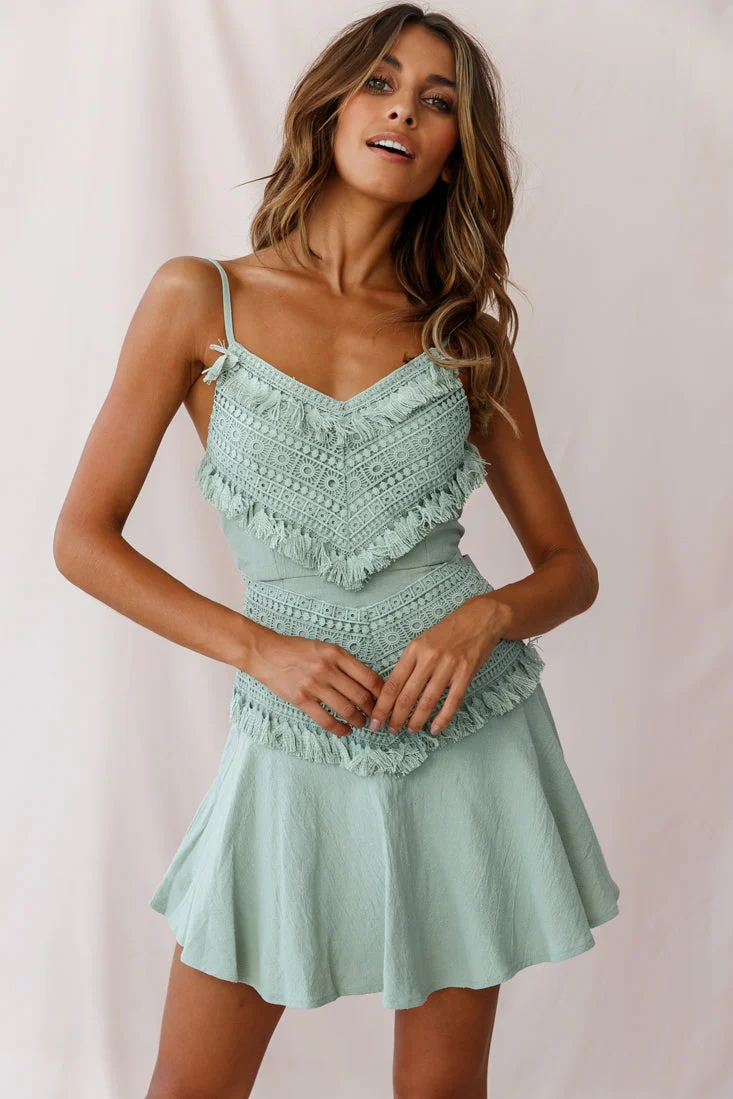 Janey Applique A-Line Dress Pistachio - Image 4