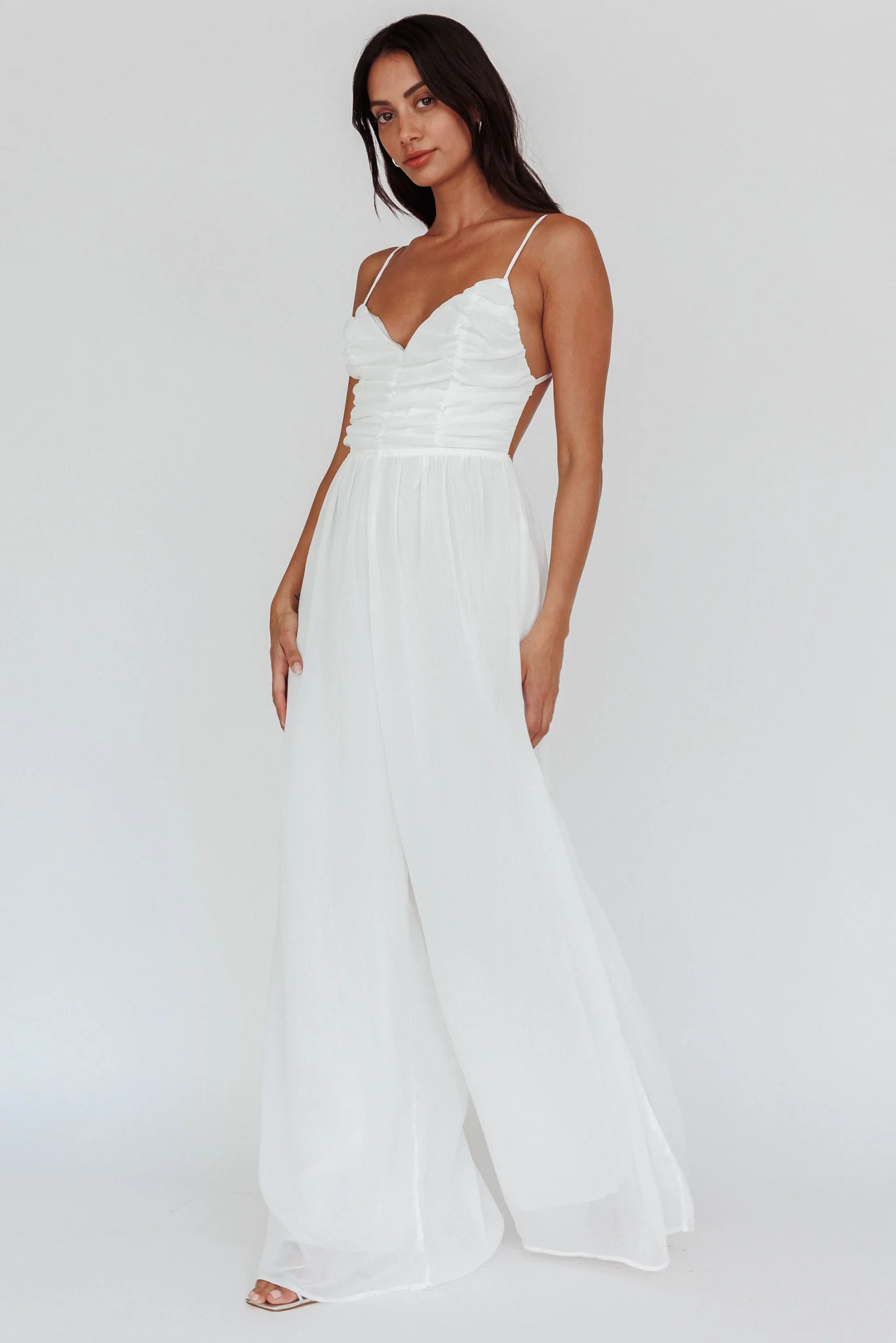 Janicca Ruched Bodice Jumpsuit Off White - Image 3