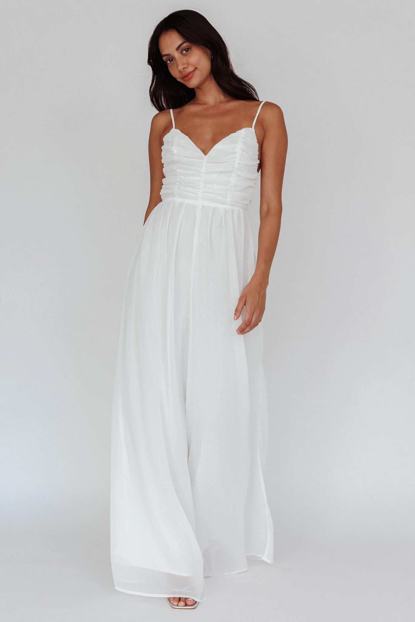 Janicca Ruched Bodice Jumpsuit Off White - Image 5