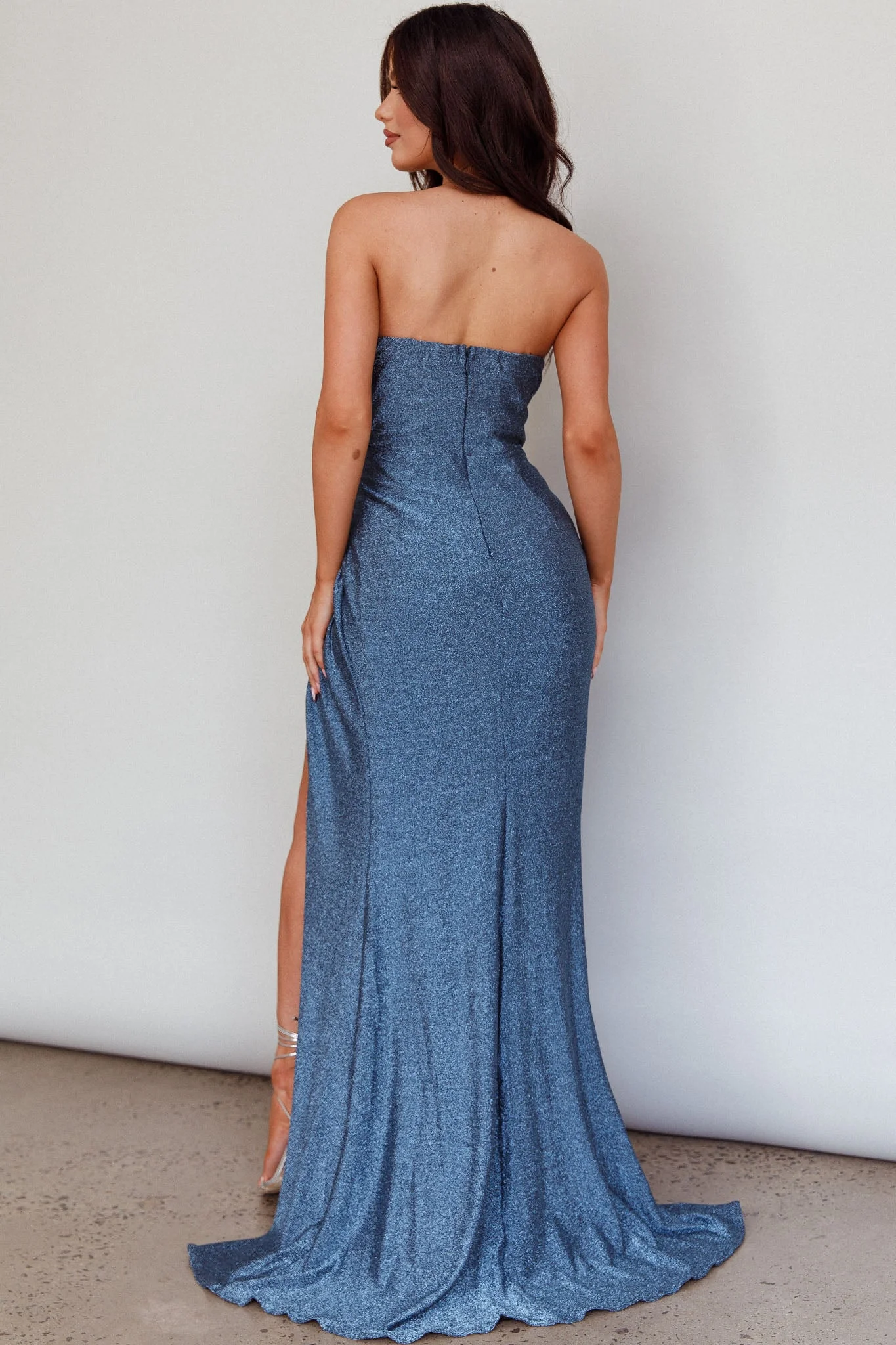 Jasinta Sweetheart Neckline Split Maxi Dress Blue - Image 2