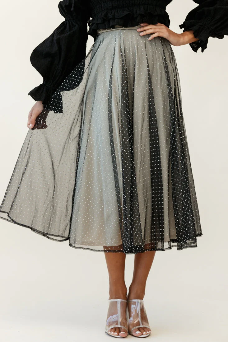 Jasmine Hail Spot Mesh Midi Skirt Black - Image 5