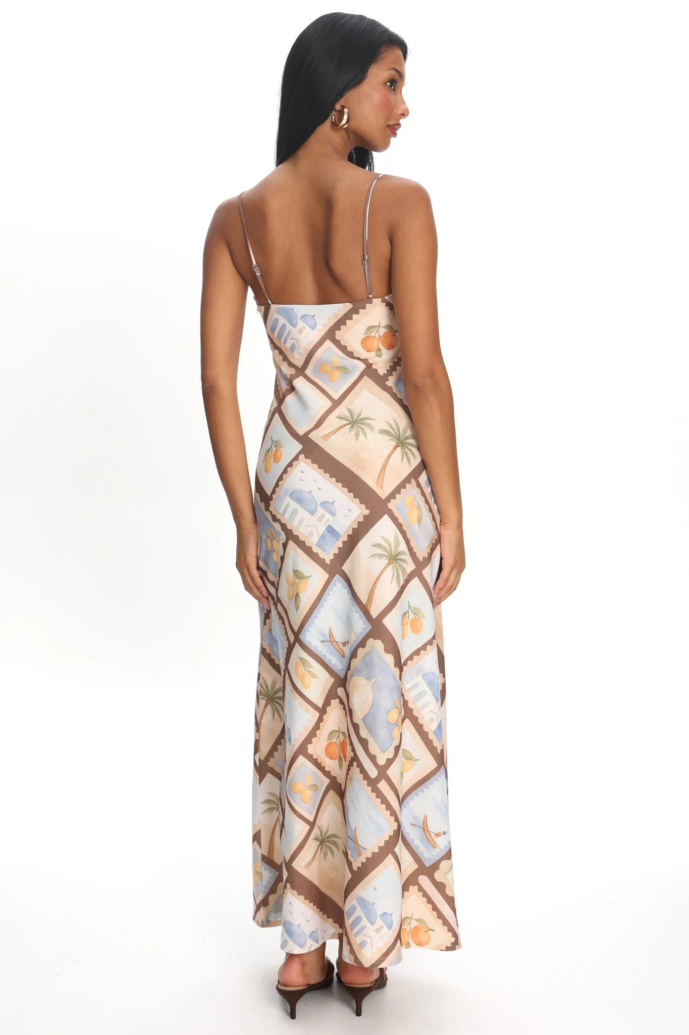 Jaya Cami Strap Maxi Dress Print Mocha - Image 3