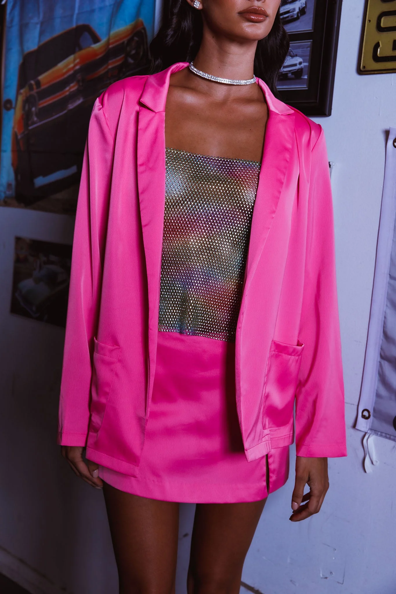Jazmyn Satin Blazer Pink - Image 6