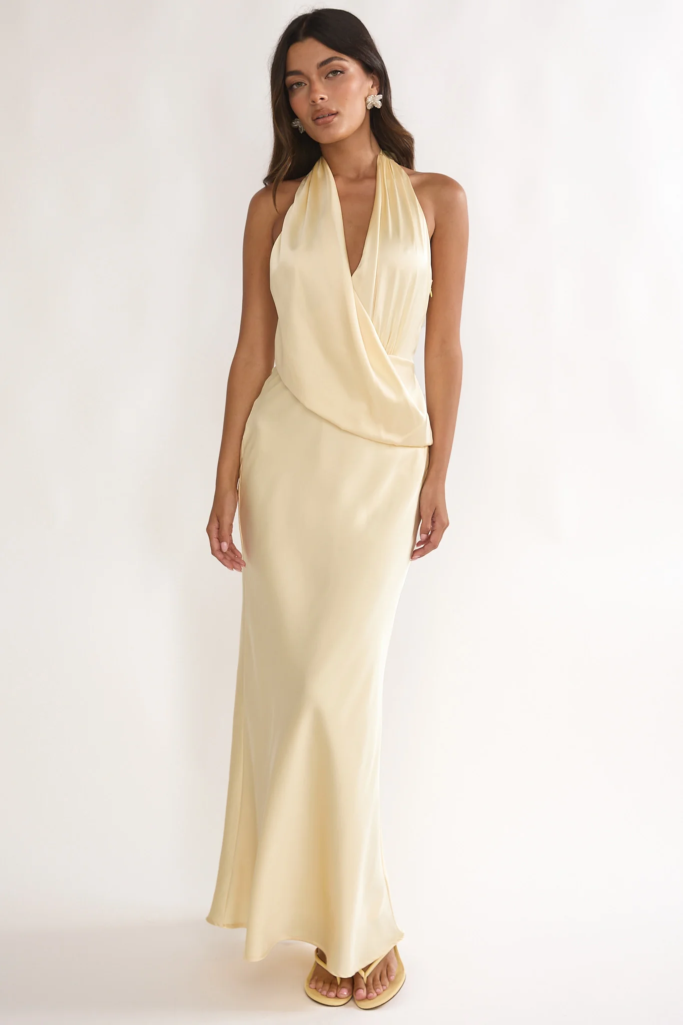 Jelina Draped Halter Maxi Dress Butter
