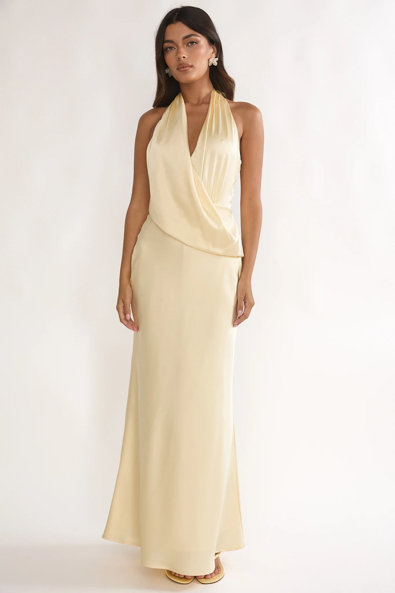Jelina Draped Halter Maxi Dress Butter - Image 5