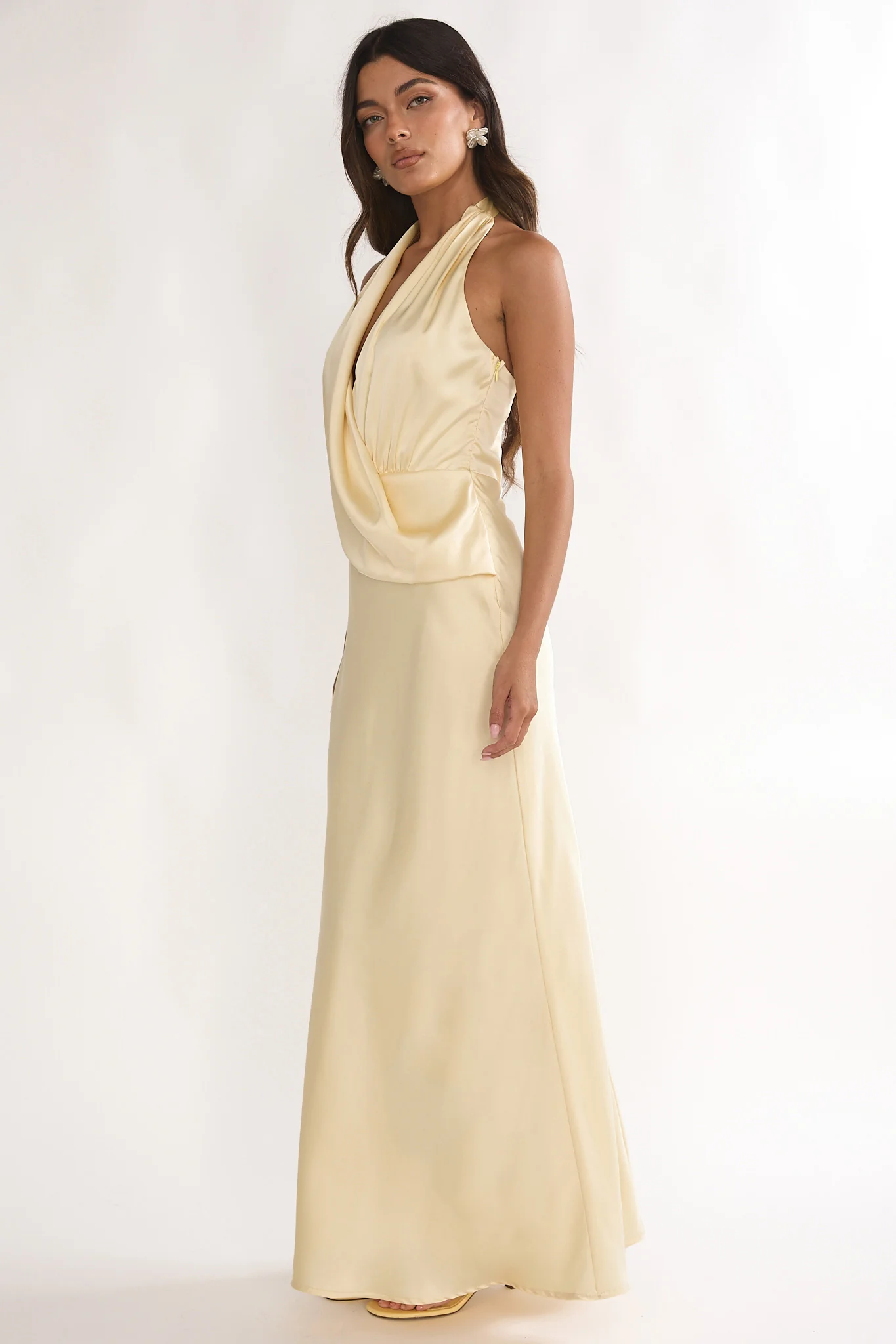 Jelina Draped Halter Maxi Dress Butter - Image 6