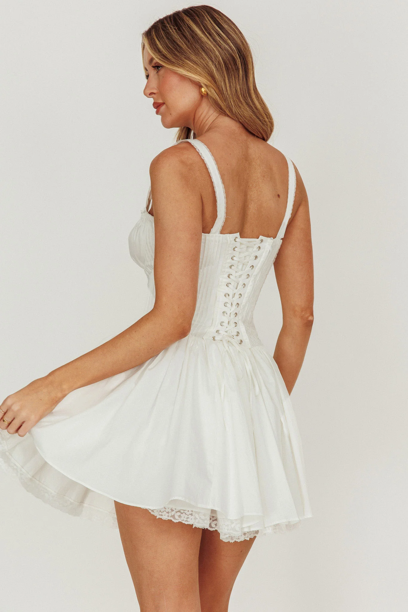 Jennie Corset Flared Mini Dress Off White - Image 2