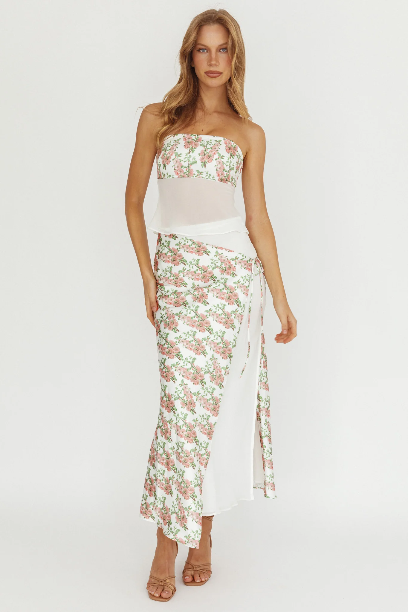 Jerica Wrap Front Maxi Skirt Floral Blush - Image 5